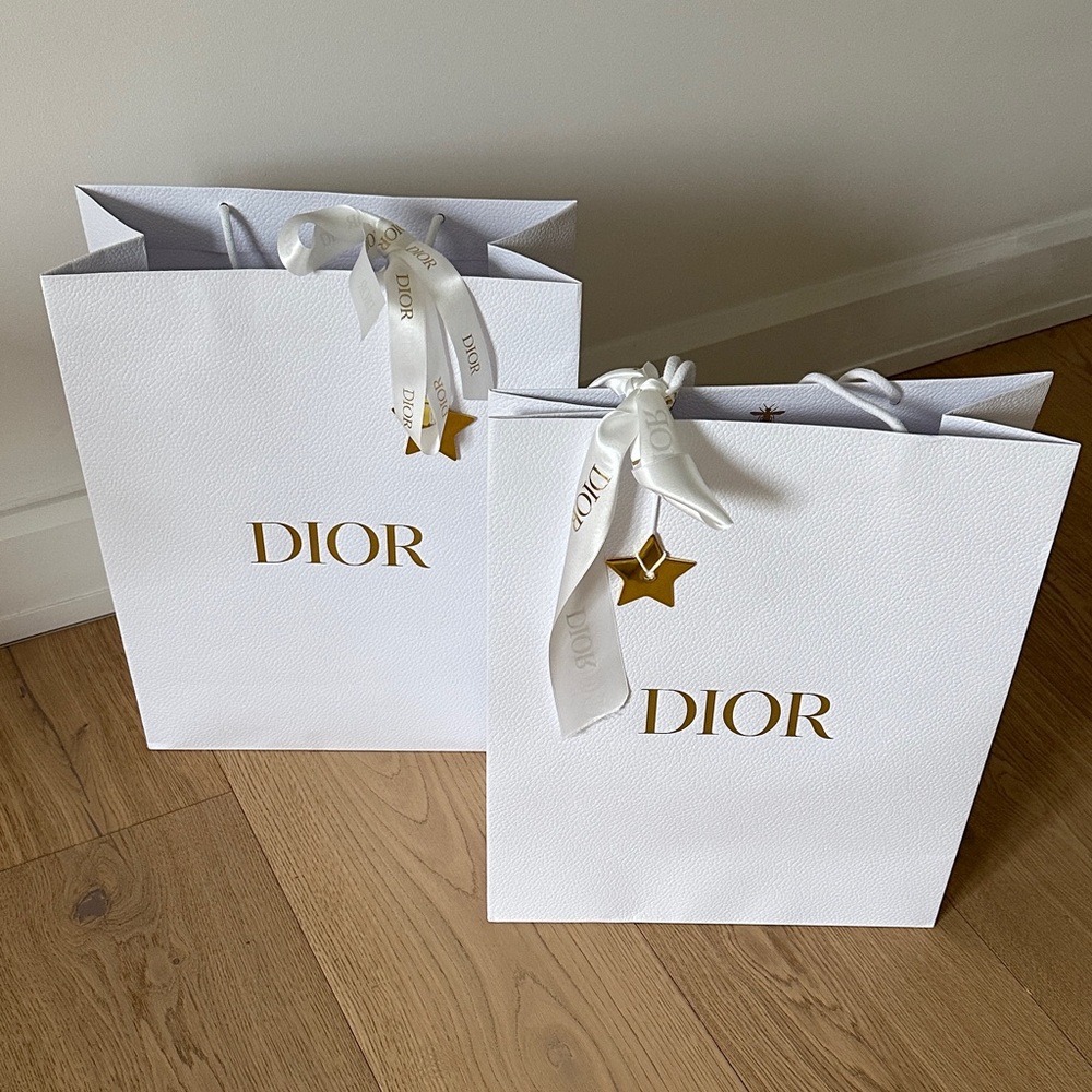 NEW Dior Large Shopping Bag Set with Ribbon and Dior Star Charms